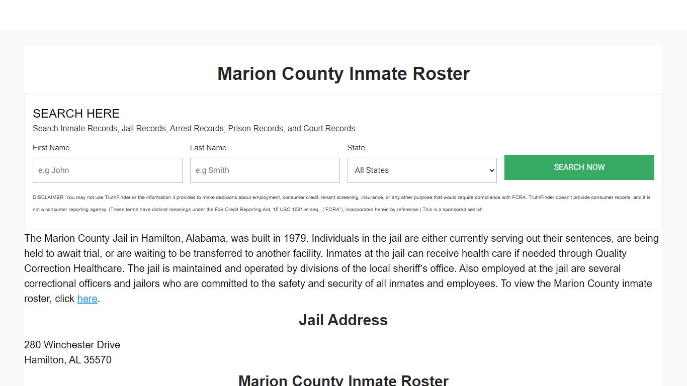 Marion County Inmate Roster